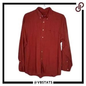 Burton Menswear Red Plaid Striped Long Sleeve Men's Shirt Size Large